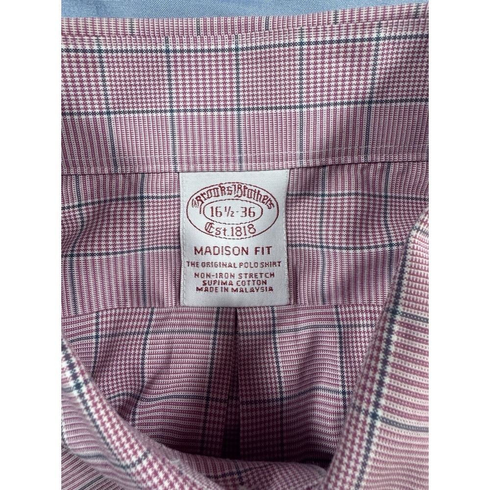 Brooks Brothers Madison Men's Red Plaid Long Sleeve Button Up Shirt Size Large - Picture 4 of 5